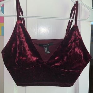 Forever 21 Maroon Velvet Bralette Top